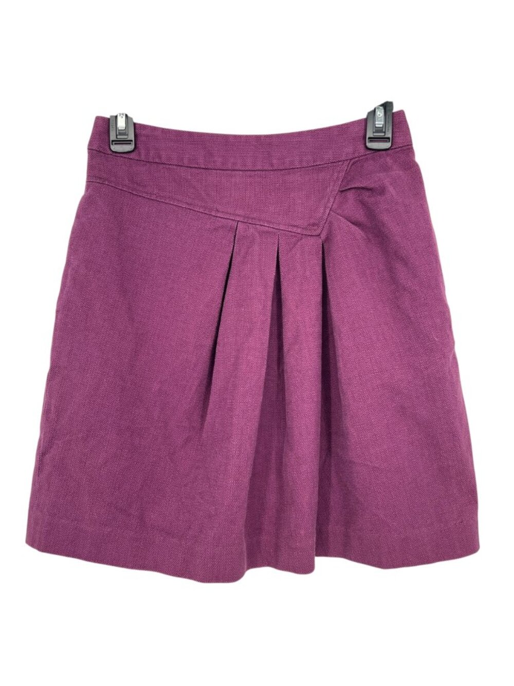 Tabitha Anthropologie Plum Berry Asymmetrical Pleated A-Line Skirt Cotton Size 2
